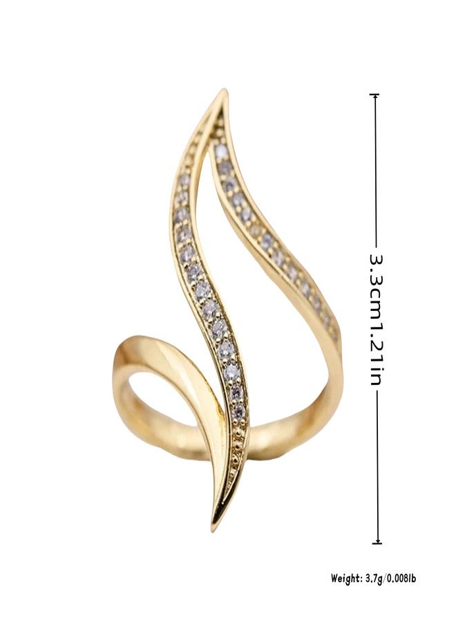 BlingNook Cubic Zirconia Rings For Women, Trendy Gold Plated Infinity Twisted Wave Design Stackable Statement Engagement Ring Wedding Jewelry Promise Gift (Gold, 6) - Image 2